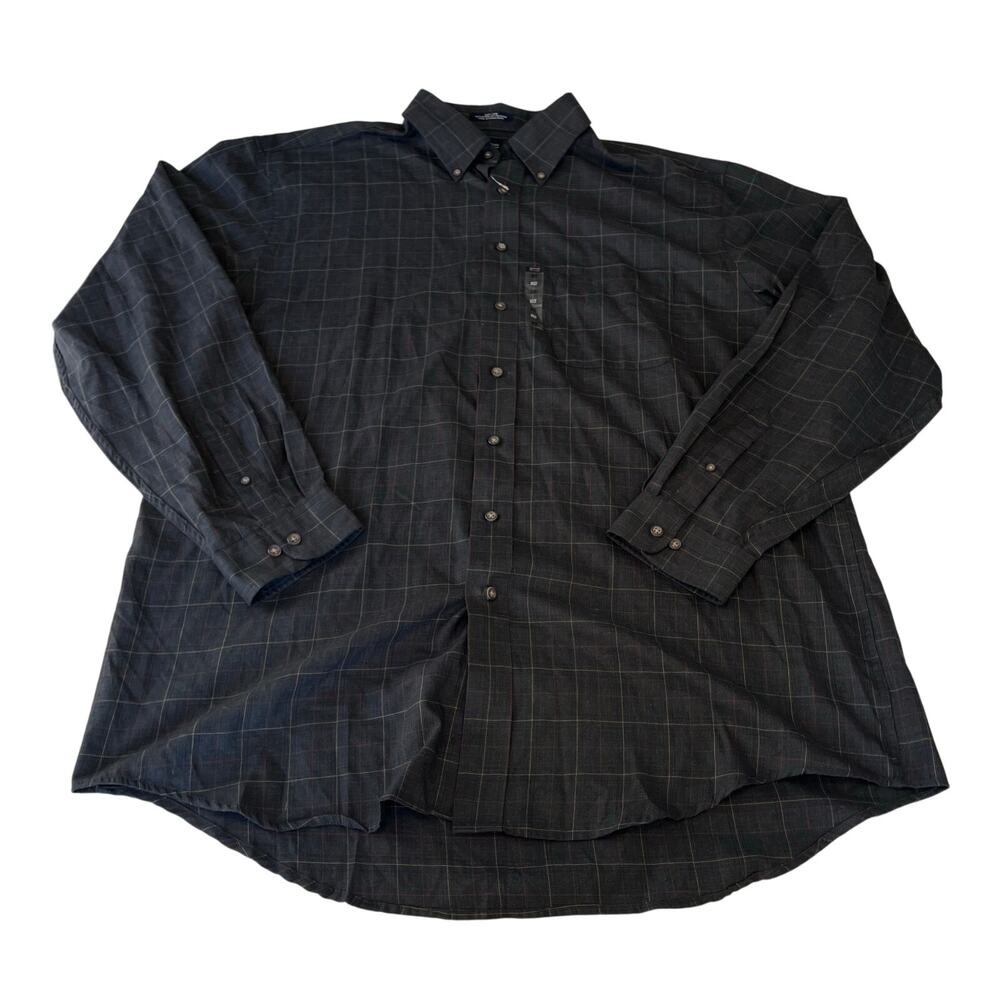 NWT Men's Grey Plaid Long Sleeve Button Up Shirt Size XL Tall